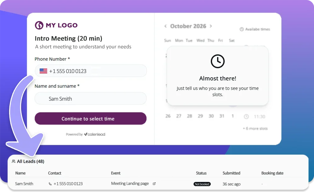 Illustration of how appointment booking works with Calenlead