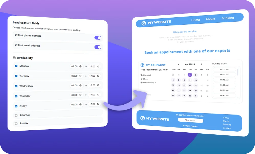Illustration of how appointment booking works with Calenlead